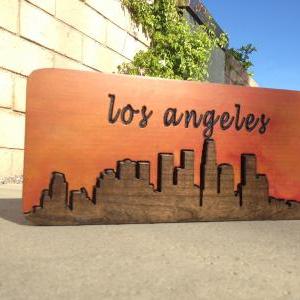Downtown Los Angeles City Scape - Hand Made Wood..