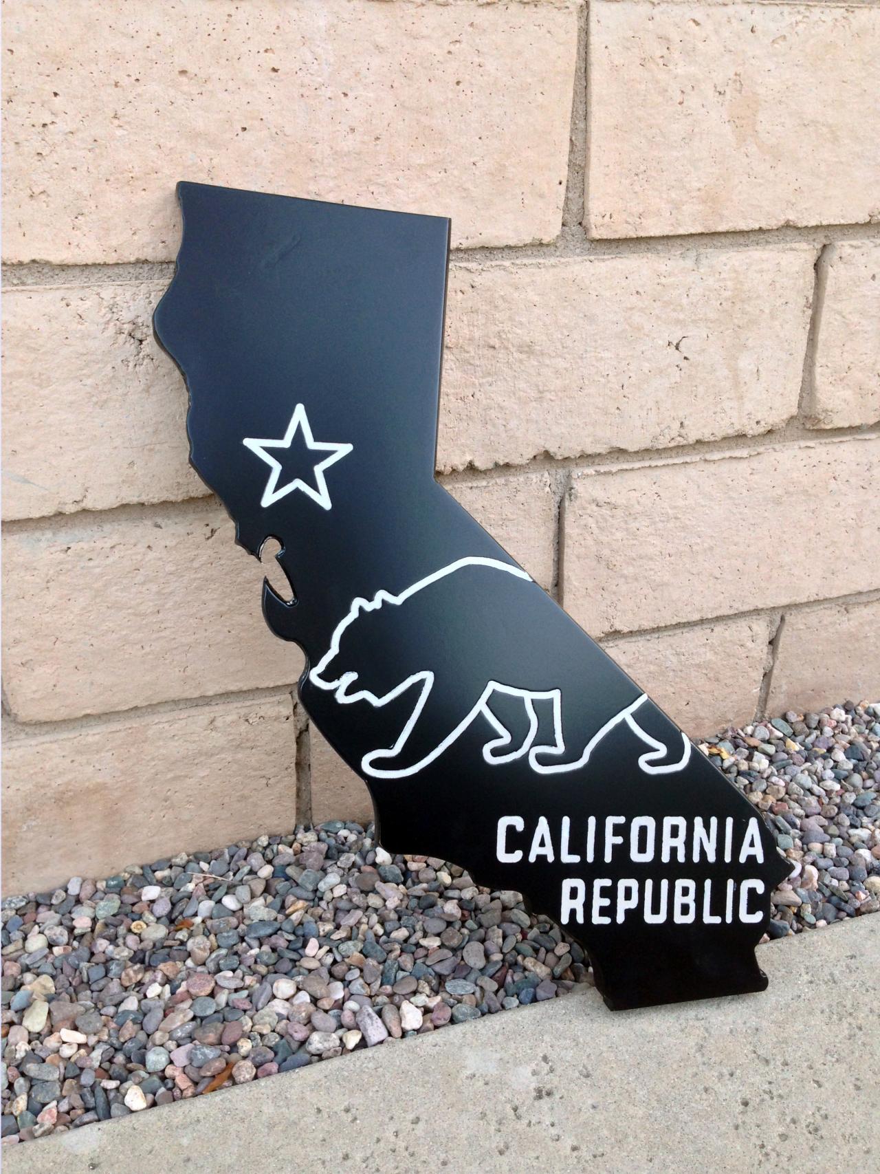 California Wall Art – Ca State Flag Sign - Handmade